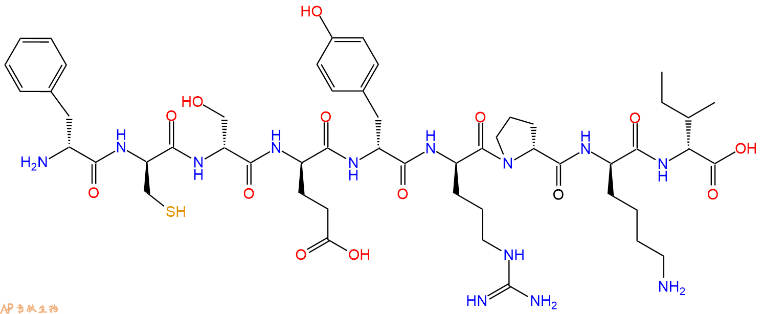 专肽生物产品H2N-DPhe-DCys-DSer-DGlu-DTyr-DArg-DPro-DLys-DIle-C