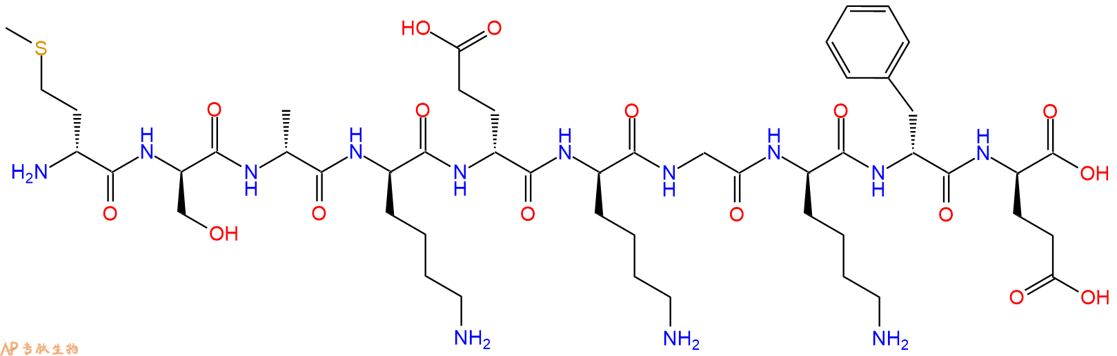 专肽生物产品H2N-DMet-DSer-DAla-DLys-DGlu-DLys-Gly-DLys-DPhe-DG