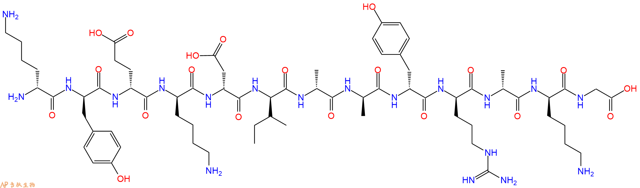 专肽生物产品H2N-DLys-DTyr-DGlu-DLys-DAsp-DIle-DAla-DAla-DTyr-D