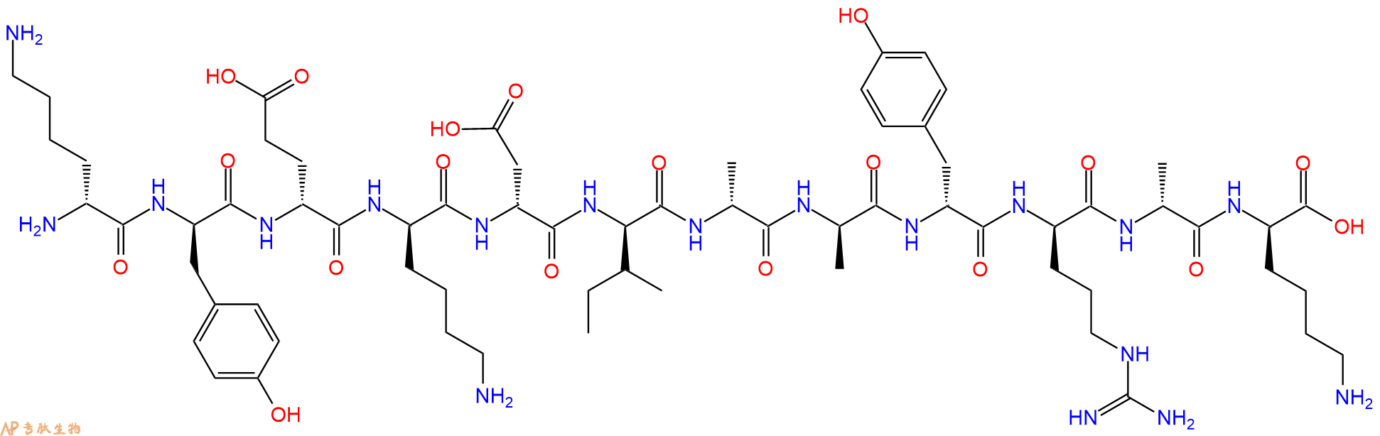 专肽生物产品H2N-DLys-DTyr-DGlu-DLys-DAsp-DIle-DAla-DAla-DTyr-D