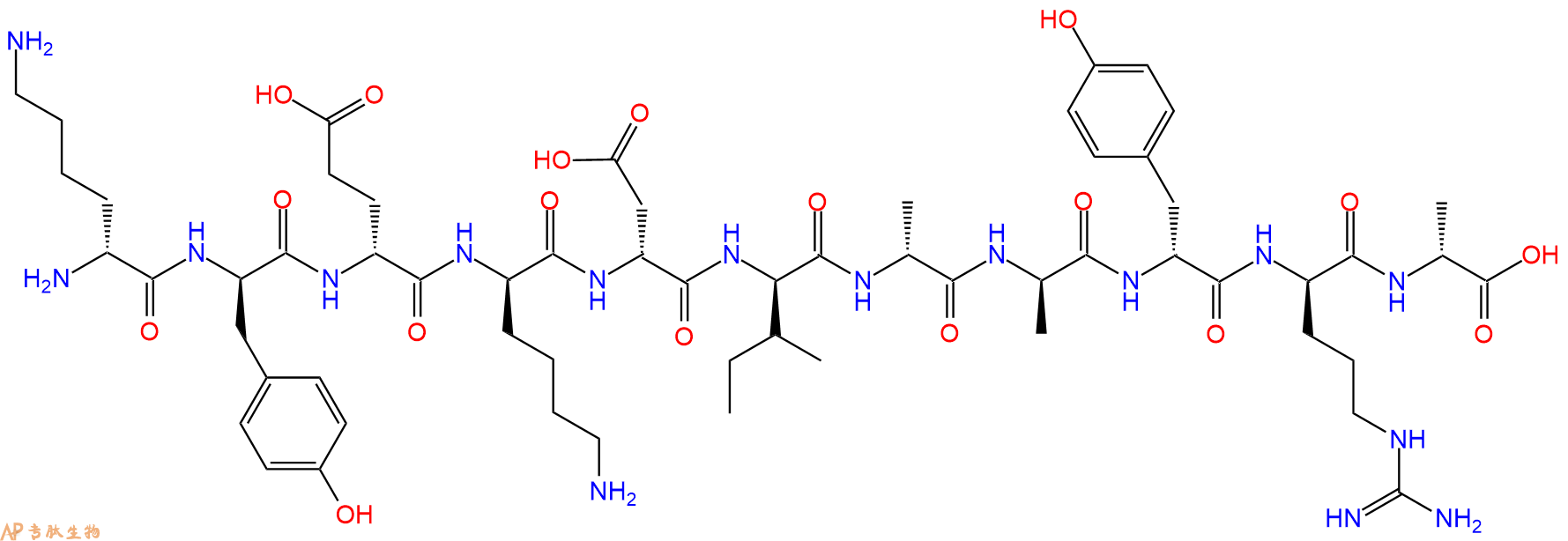 专肽生物产品H2N-DLys-DTyr-DGlu-DLys-DAsp-DIle-DAla-DAla-DTyr-D
