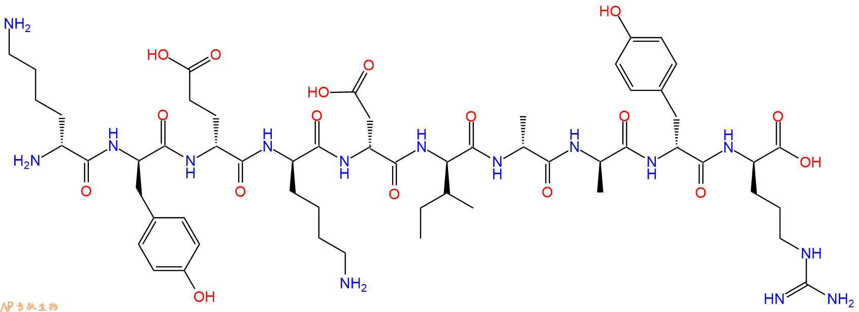 专肽生物产品H2N-DLys-DTyr-DGlu-DLys-DAsp-DIle-DAla-DAla-DTyr-D