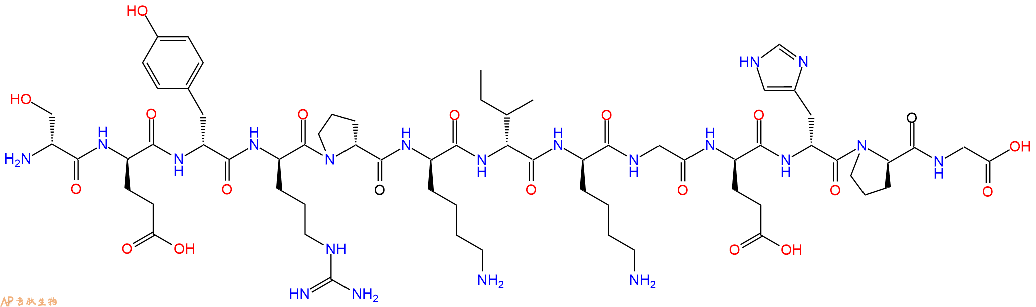 专肽生物产品H2N-DSer-DGlu-DTyr-DArg-DPro-DLys-DIle-DLys-Gly-DG