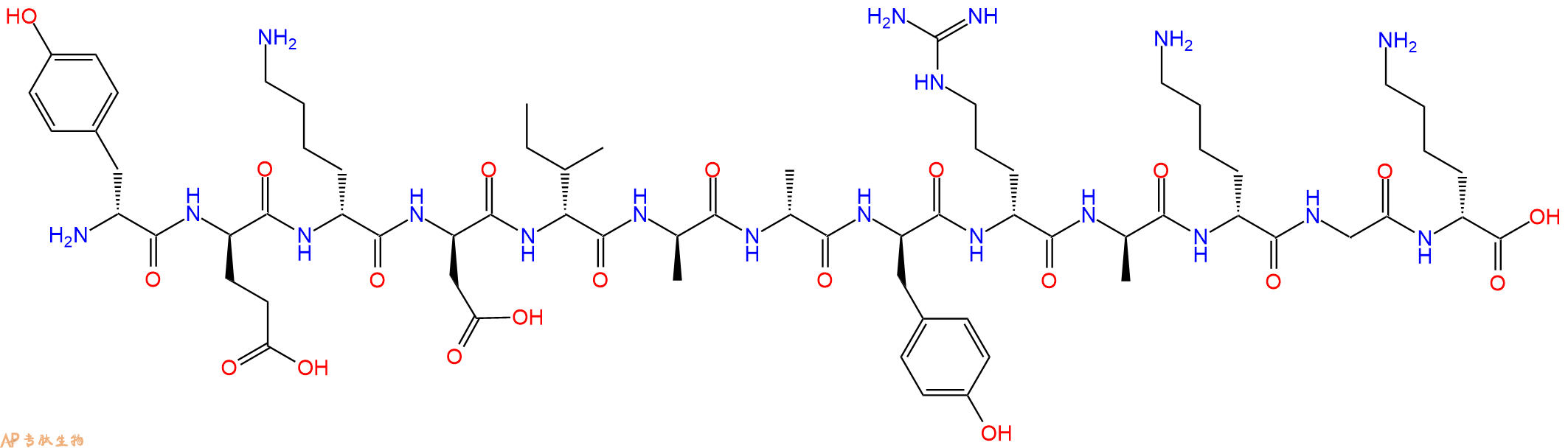 专肽生物产品H2N-DTyr-DGlu-DLys-DAsp-DIle-DAla-DAla-DTyr-DArg-D