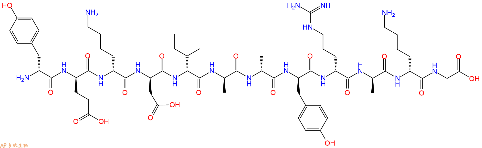 专肽生物产品H2N-DTyr-DGlu-DLys-DAsp-DIle-DAla-DAla-DTyr-DArg-D