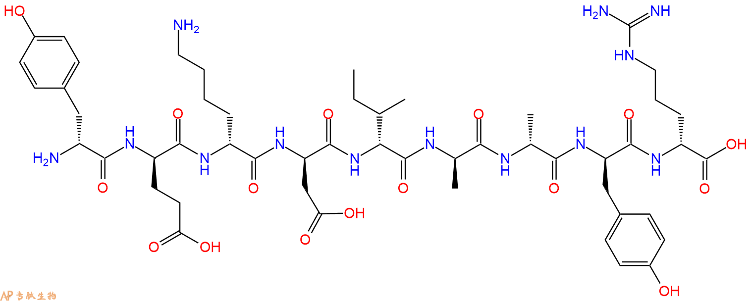 专肽生物产品H2N-DTyr-DGlu-DLys-DAsp-DIle-DAla-DAla-DTyr-DArg-C