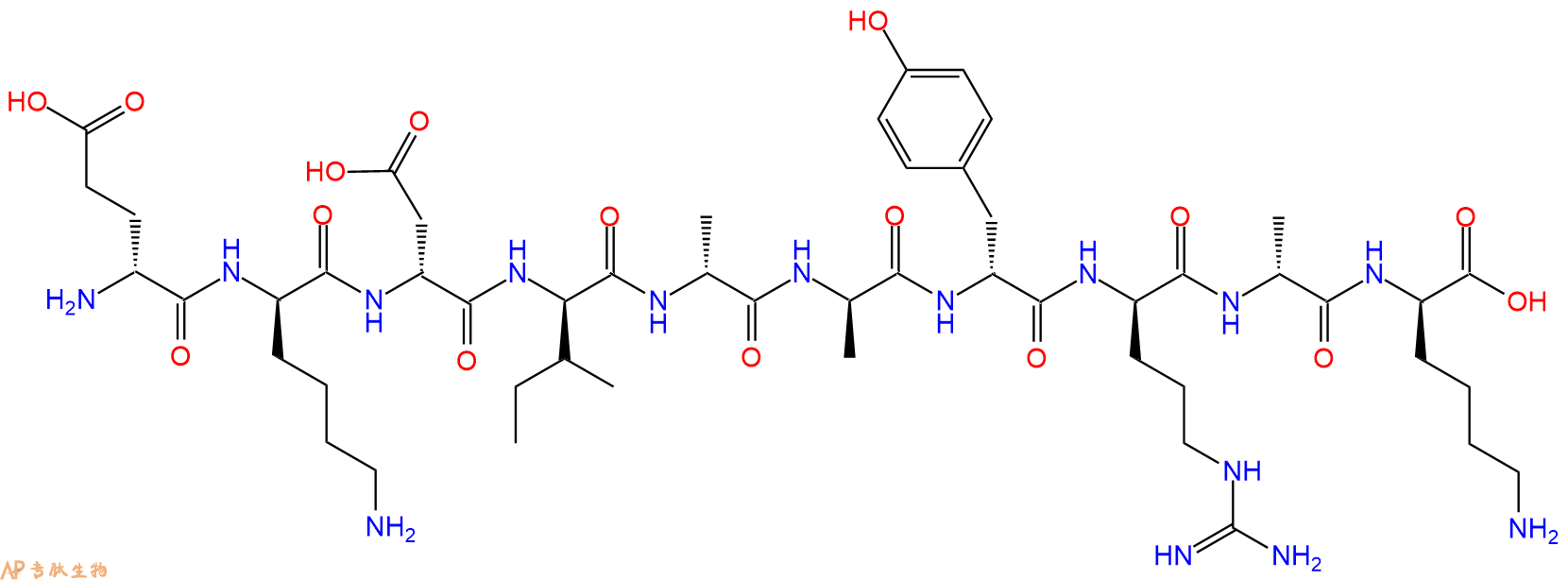 专肽生物产品H2N-DGlu-DLys-DAsp-DIle-DAla-DAla-DTyr-DArg-DAla-D
