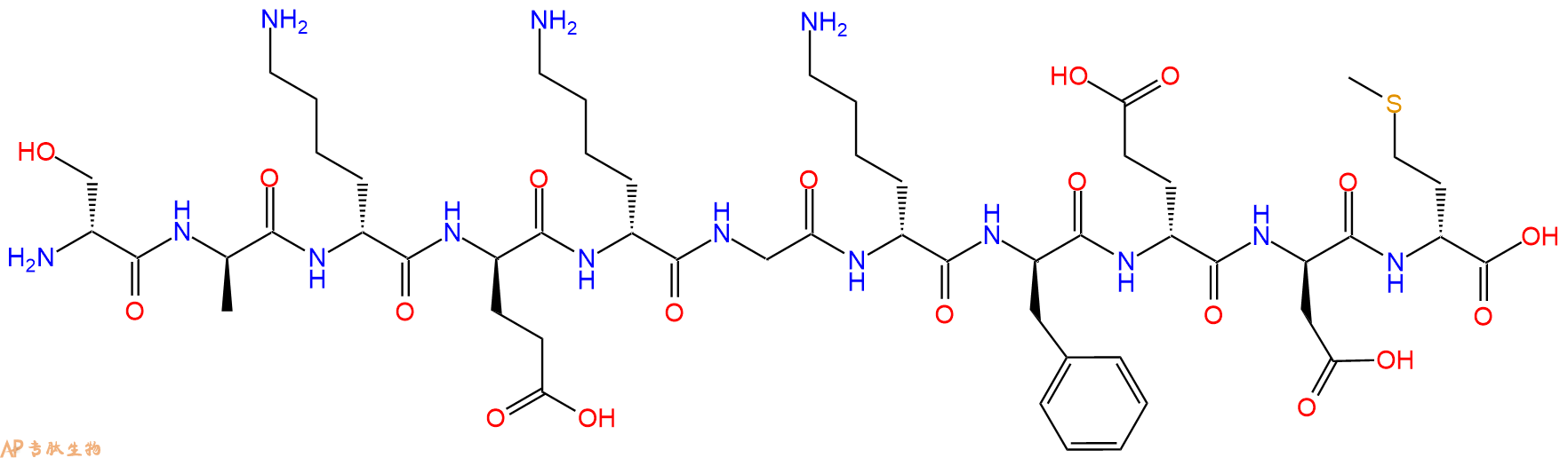 专肽生物产品H2N-DSer-DAla-DLys-DGlu-DLys-Gly-DLys-DPhe-DGlu-DA