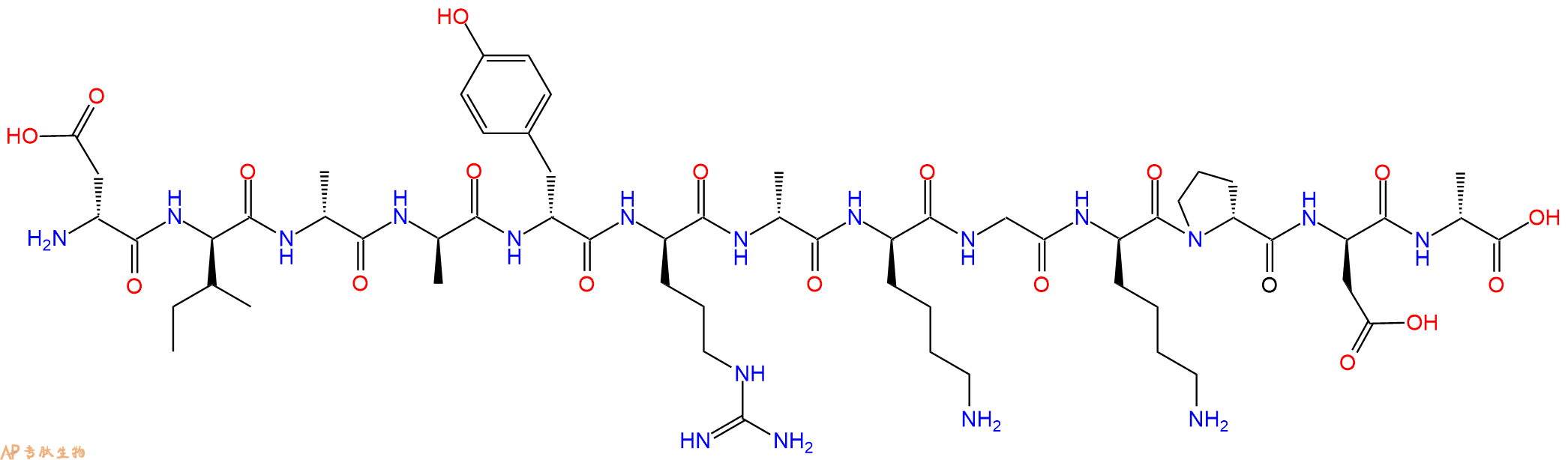 专肽生物产品H2N-DAsp-DIle-DAla-DAla-DTyr-DArg-DAla-DLys-Gly-DL