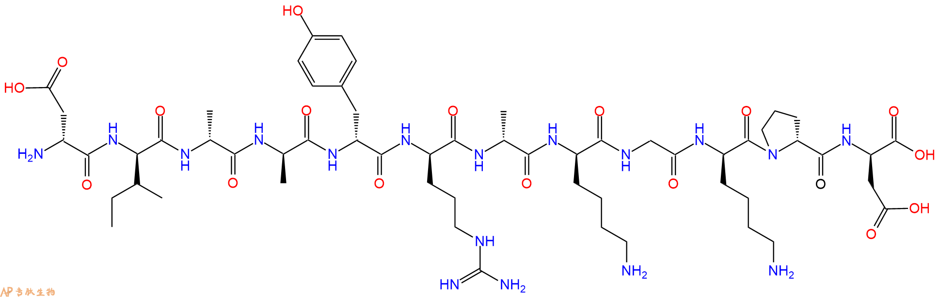 专肽生物产品H2N-DAsp-DIle-DAla-DAla-DTyr-DArg-DAla-DLys-Gly-DL