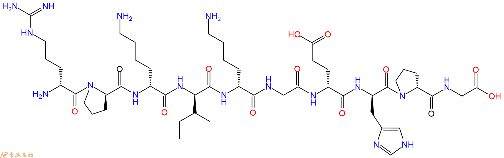专肽生物产品H2N-DArg-DPro-DLys-DIle-DLys-Gly-DGlu-DHis-DPro-Gl