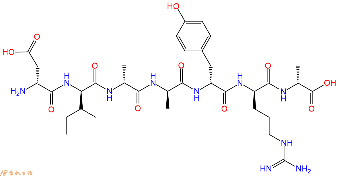 专肽生物产品H2N-DAsp-DIle-DAla-DAla-DTyr-DArg-DAla-COOH