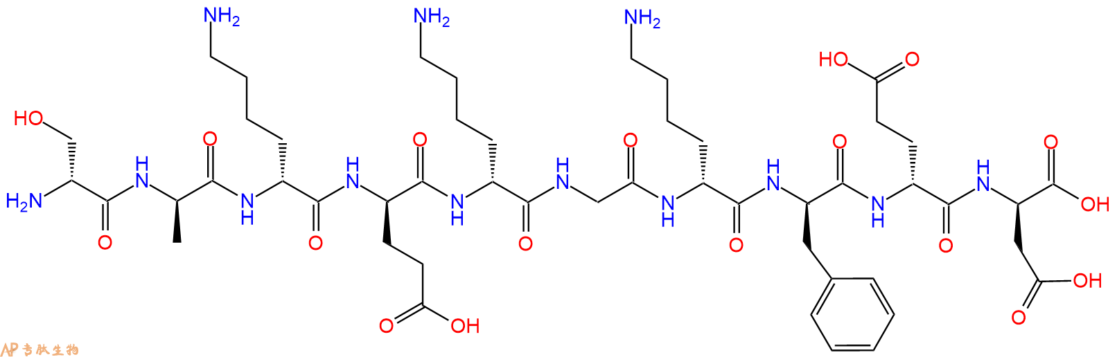 专肽生物产品H2N-DSer-DAla-DLys-DGlu-DLys-Gly-DLys-DPhe-DGlu-DA