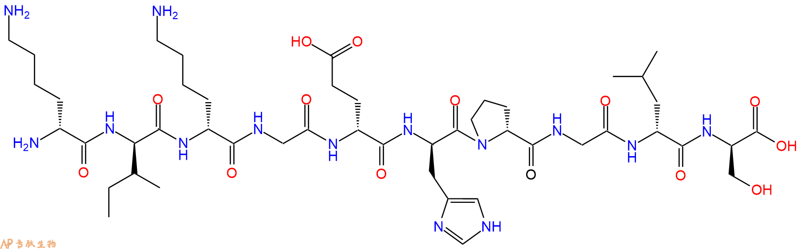 专肽生物产品H2N-DLys-DIle-DLys-Gly-DGlu-DHis-DPro-Gly-DLeu-DSe