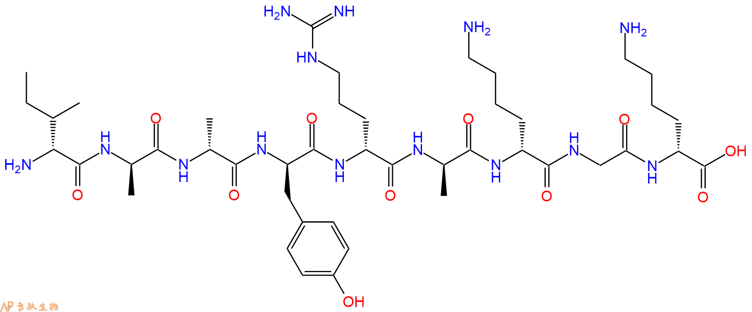 专肽生物产品H2N-DIle-DAla-DAla-DTyr-DArg-DAla-DLys-Gly-DLys-CO