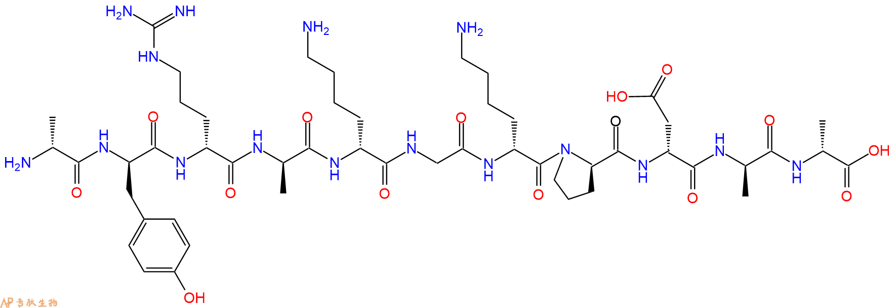 专肽生物产品H2N-DAla-DTyr-DArg-DAla-DLys-Gly-DLys-DPro-DAsp-DA