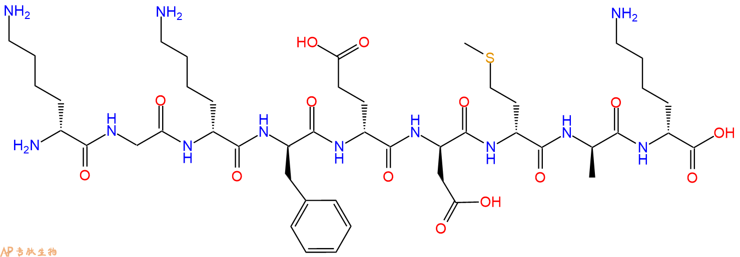 专肽生物产品H2N-DLys-Gly-DLys-DPhe-DGlu-DAsp-DMet-DAla-DLys-CO