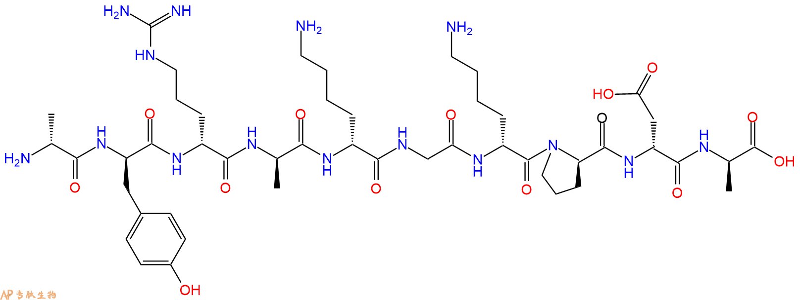 专肽生物产品H2N-DAla-DTyr-DArg-DAla-DLys-Gly-DLys-DPro-DAsp-DA