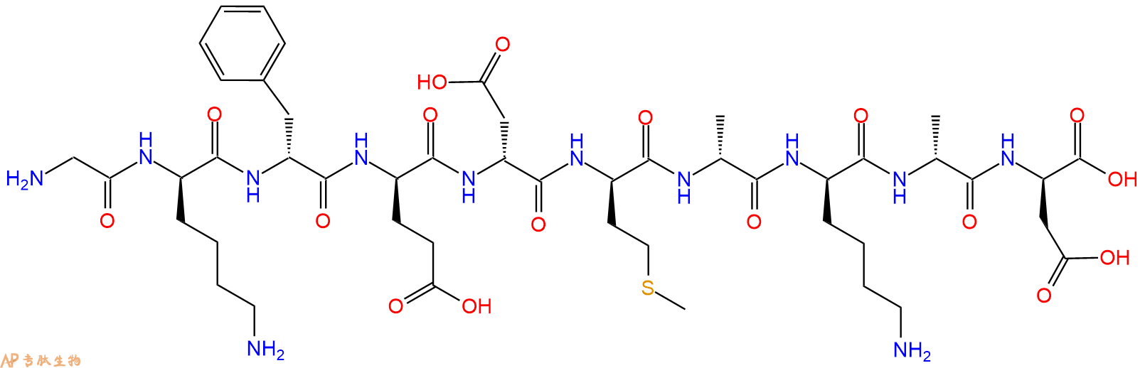 专肽生物产品H2N-Gly-DLys-DPhe-DGlu-DAsp-DMet-DAla-DLys-DAla-DA