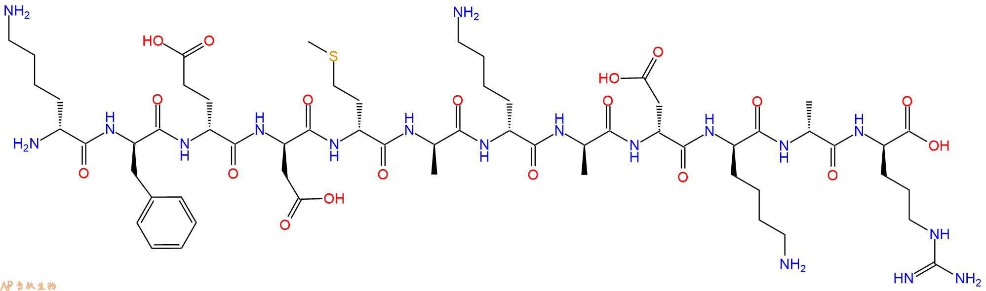 专肽生物产品H2N-DLys-DPhe-DGlu-DAsp-DMet-DAla-DLys-DAla-DAsp-D