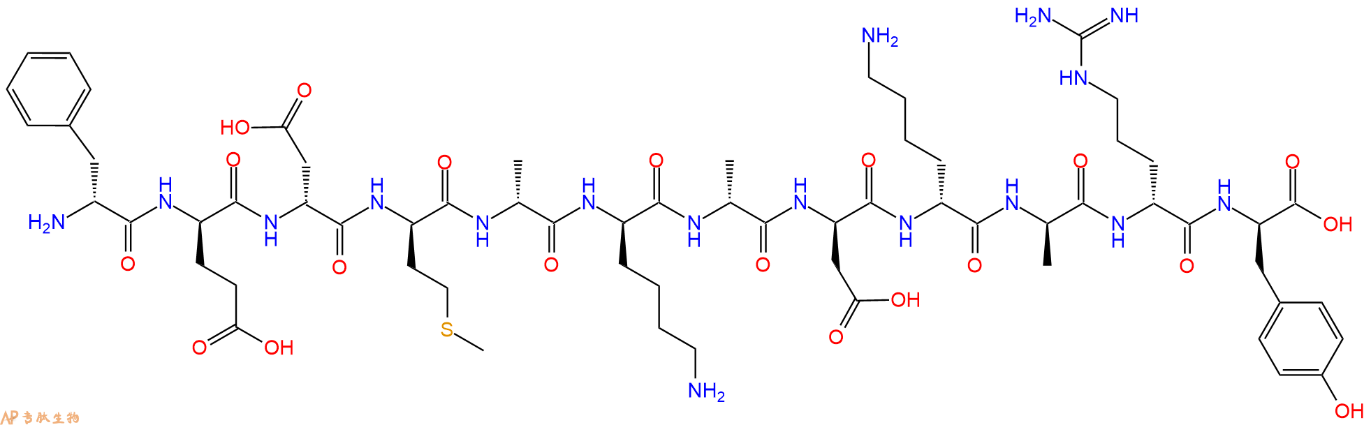 专肽生物产品H2N-DPhe-DGlu-DAsp-DMet-DAla-DLys-DAla-DAsp-DLys-D