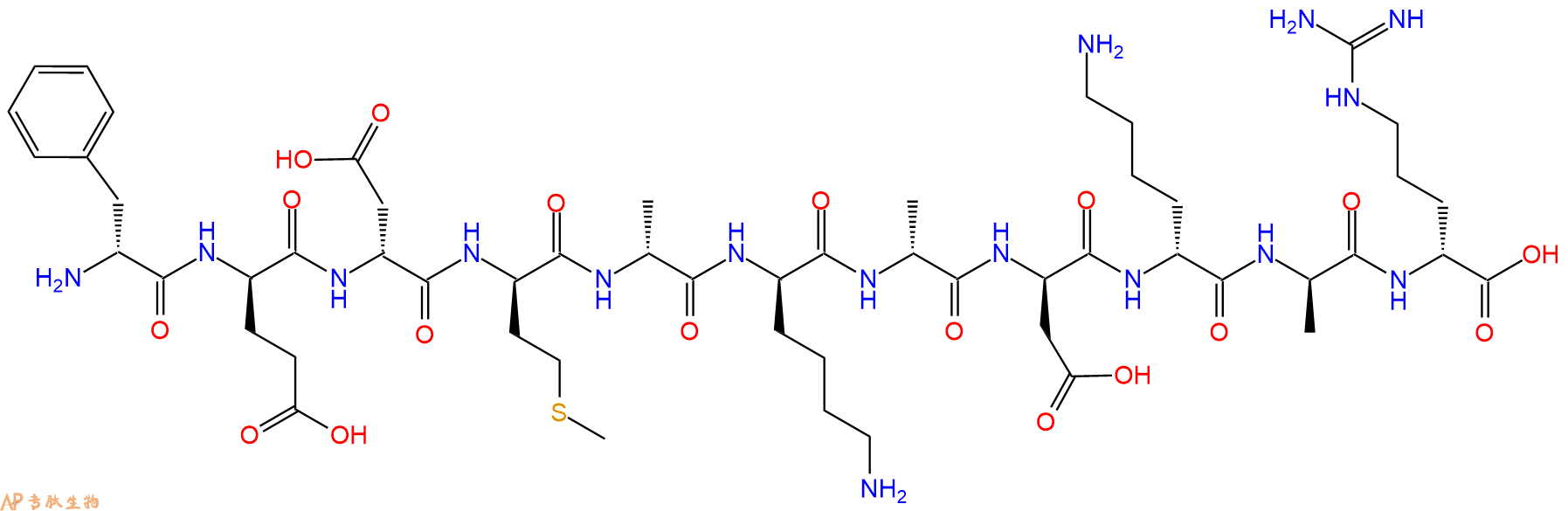 专肽生物产品H2N-DPhe-DGlu-DAsp-DMet-DAla-DLys-DAla-DAsp-DLys-D