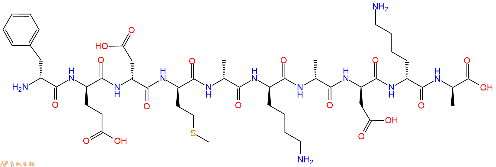 专肽生物产品H2N-DPhe-DGlu-DAsp-DMet-DAla-DLys-DAla-DAsp-DLys-D