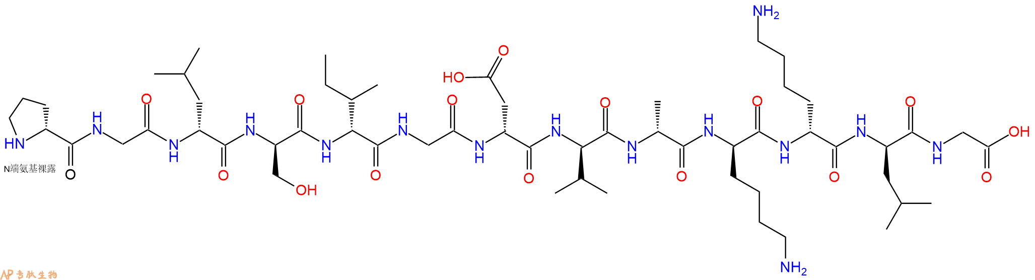 专肽生物产品H2N-DPro-Gly-DLeu-DSer-DIle-Gly-DAsp-DVal-DAla-DLy