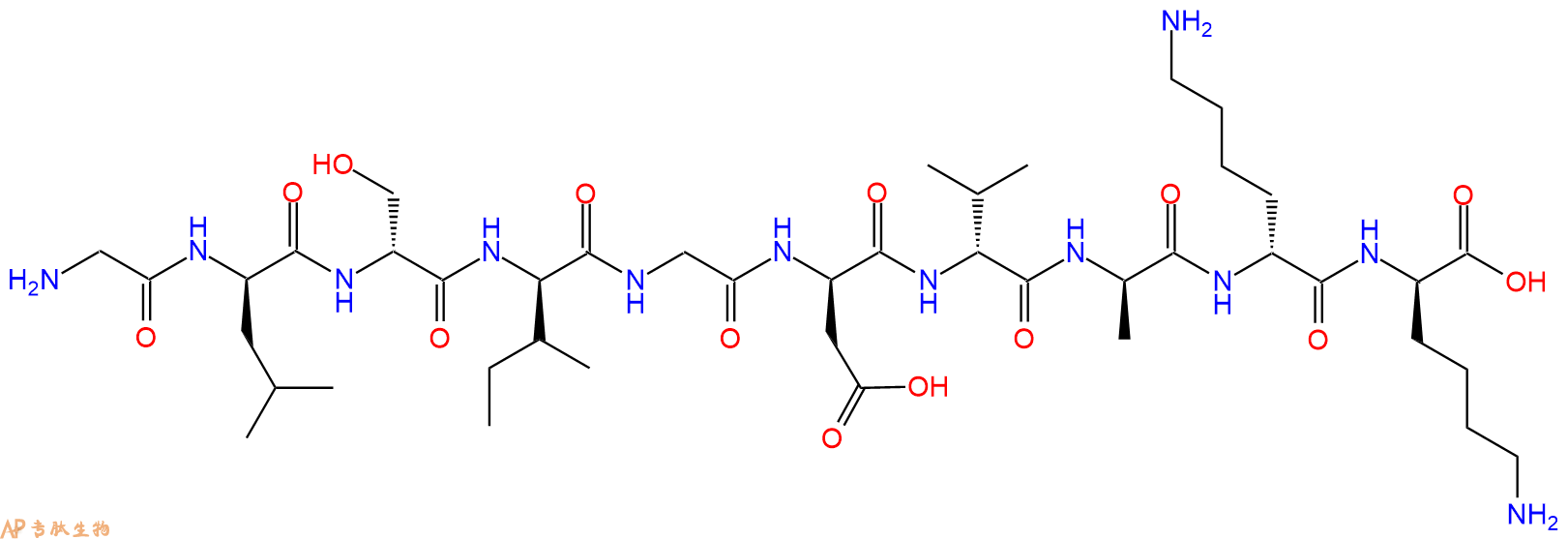 专肽生物产品H2N-Gly-DLeu-DSer-DIle-Gly-DAsp-DVal-DAla-DLys-DLy