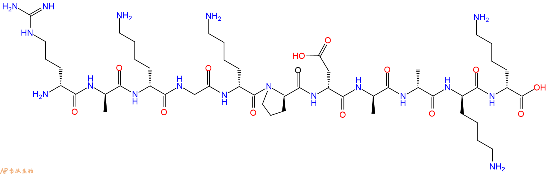专肽生物产品H2N-DArg-DAla-DLys-Gly-DLys-DPro-DAsp-DAla-DAla-DL