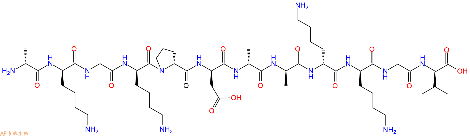 专肽生物产品H2N-DAla-DLys-Gly-DLys-DPro-DAsp-DAla-DAla-DLys-DL