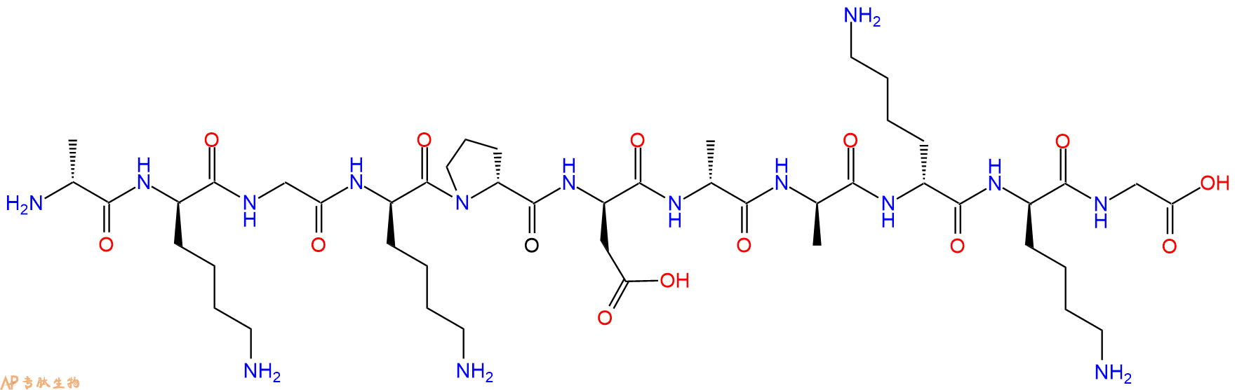 专肽生物产品H2N-DAla-DLys-Gly-DLys-DPro-DAsp-DAla-DAla-DLys-DL