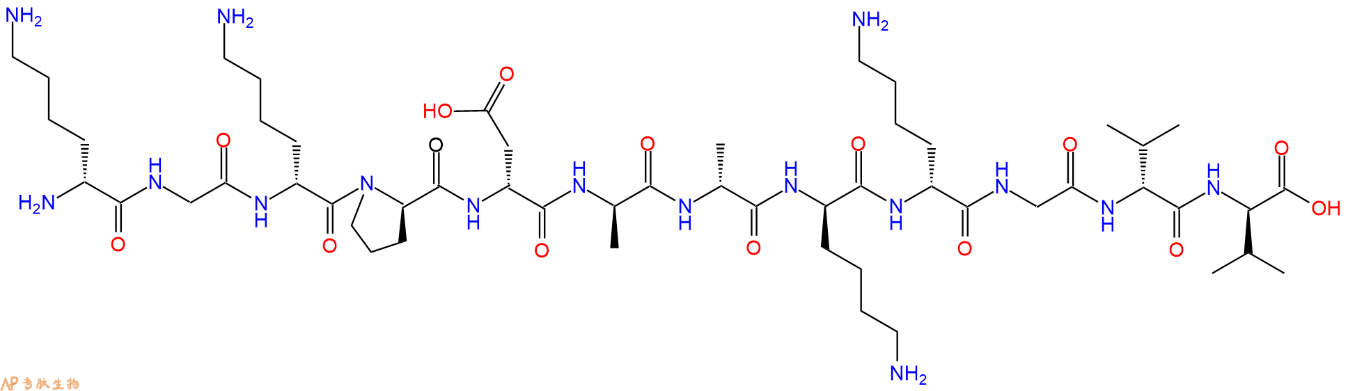专肽生物产品H2N-DLys-Gly-DLys-DPro-DAsp-DAla-DAla-DLys-DLys-Gl