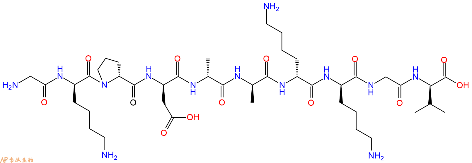 专肽生物产品H2N-Gly-DLys-DPro-DAsp-DAla-DAla-DLys-DLys-Gly-DVa