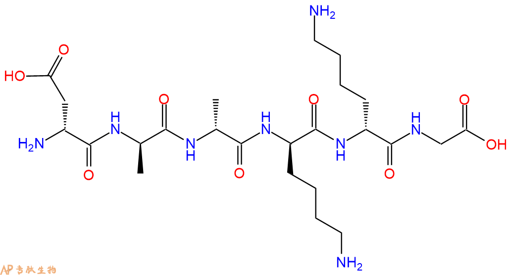 专肽生物产品H2N-DAsp-DAla-DAla-DLys-DLys-Gly-COOH