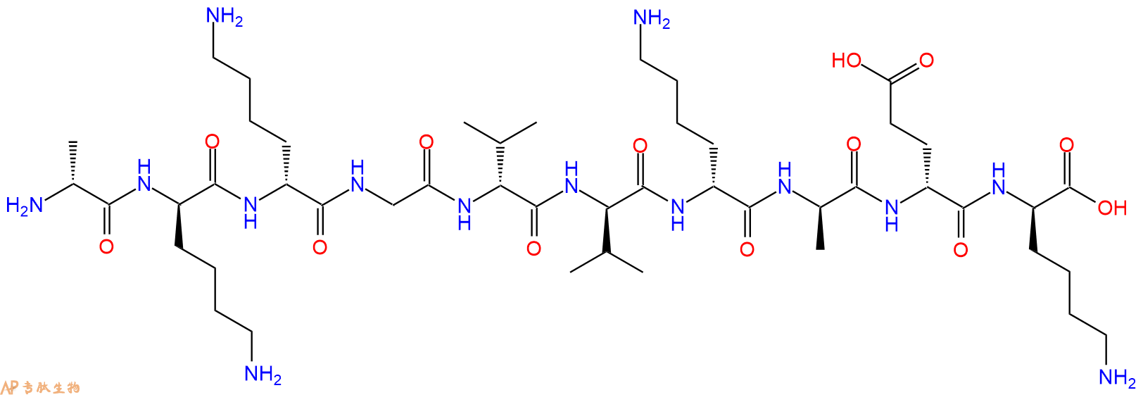 专肽生物产品H2N-DAla-DLys-DLys-Gly-DVal-DVal-DLys-DAla-DGlu-DL