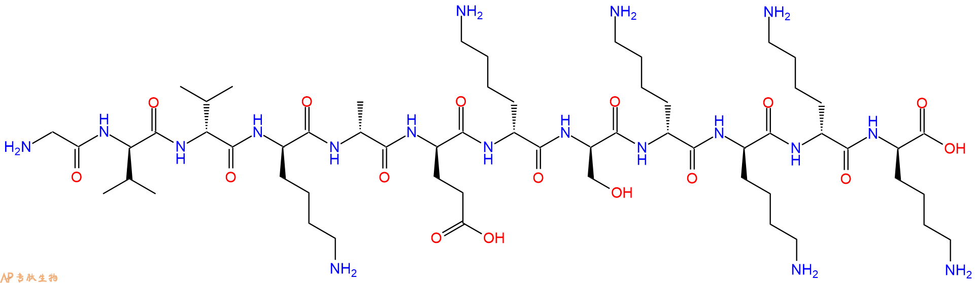 专肽生物产品H2N-Gly-DVal-DVal-DLys-DAla-DGlu-DLys-DSer-DLys-DL