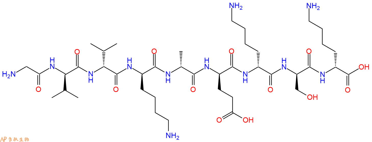 专肽生物产品H2N-Gly-DVal-DVal-DLys-DAla-DGlu-DLys-DSer-DLys-CO