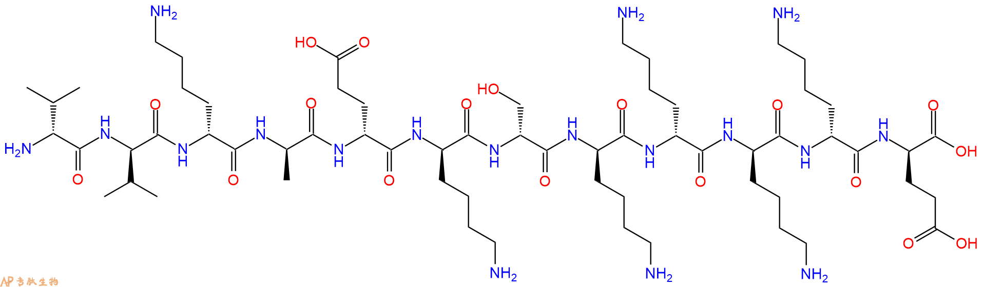 专肽生物产品H2N-DVal-DVal-DLys-DAla-DGlu-DLys-DSer-DLys-DLys-D