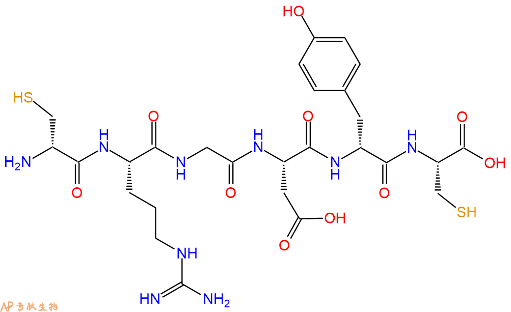 专肽生物产品H2N-DCys-Arg-Gly-Asp-DTyr-Cys-COOH