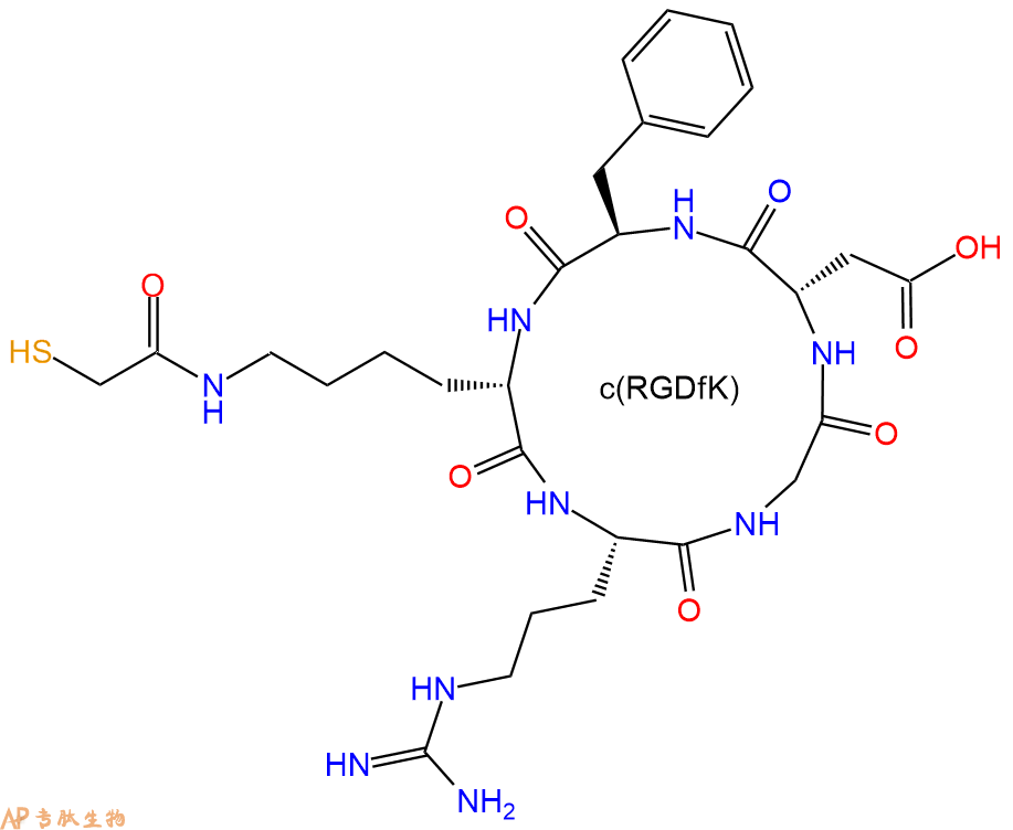 专肽生物产品c(RGD)环肽：cyclo{RGDfK(Cya)}、环状多肽c(RGDfK)-巯基乙酸