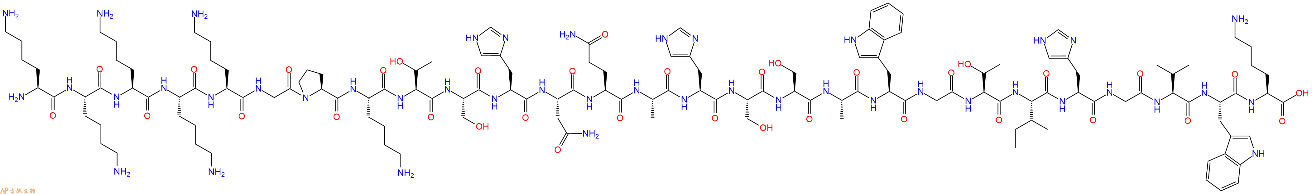 专肽生物产品H2N-Lys-Lys-Lys-Lys-Lys-Gly-Pro-Lys-Thr-Ser-His-As