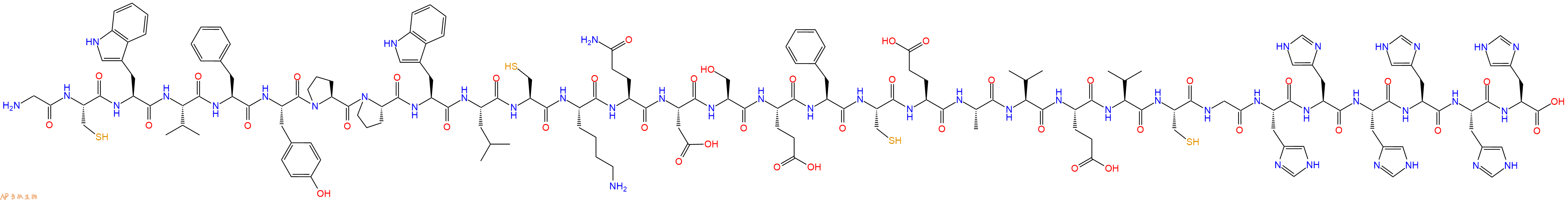 专肽生物产品H2N-Gly-Cys-Trp-Val-Phe-Tyr-Pro-Pro-Trp-Leu-Cys-Ly