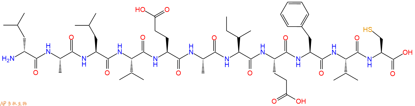 专肽生物产品H2N-DLeu-Ala-Leu-Val-Glu-Ala-Ile-Glu-Phe-Val-Cys-C