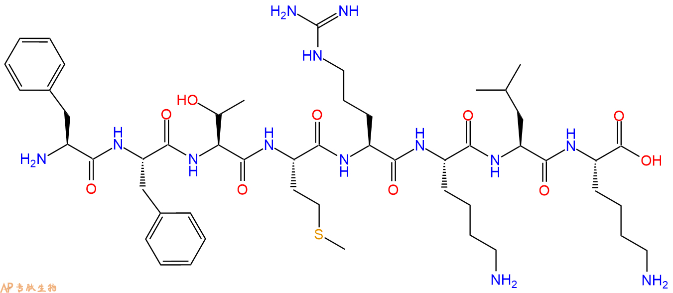 专肽生物产品H2N-Phe-Phe-Thr-Met-Arg-Lys-Leu-Lys-COOH