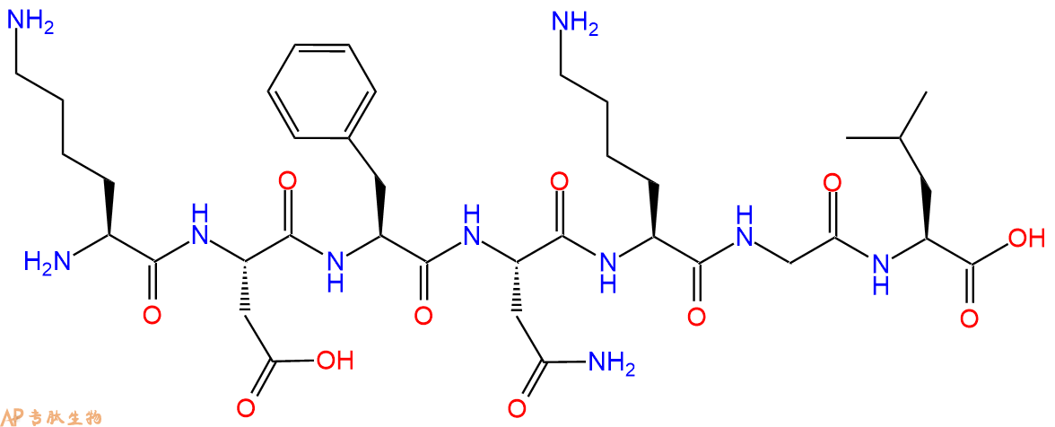 专肽生物产品H2N-Lys-Asp-Phe-Asn-Lys-Gly-Leu-COOH