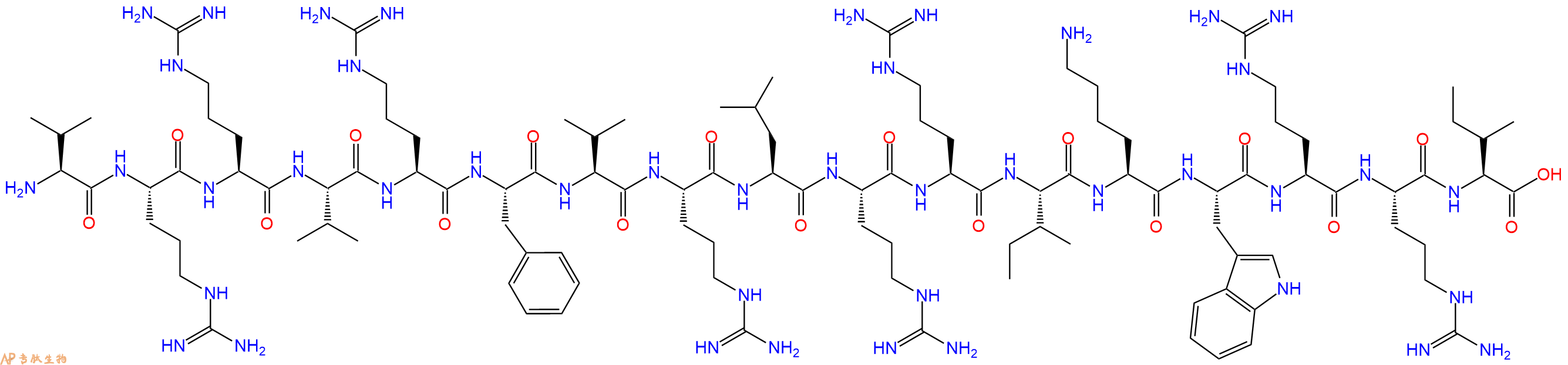 专肽生物产品H2N-Val-Arg-Arg-Val-Arg-Phe-Val-Arg-Leu-Arg-Arg-Il