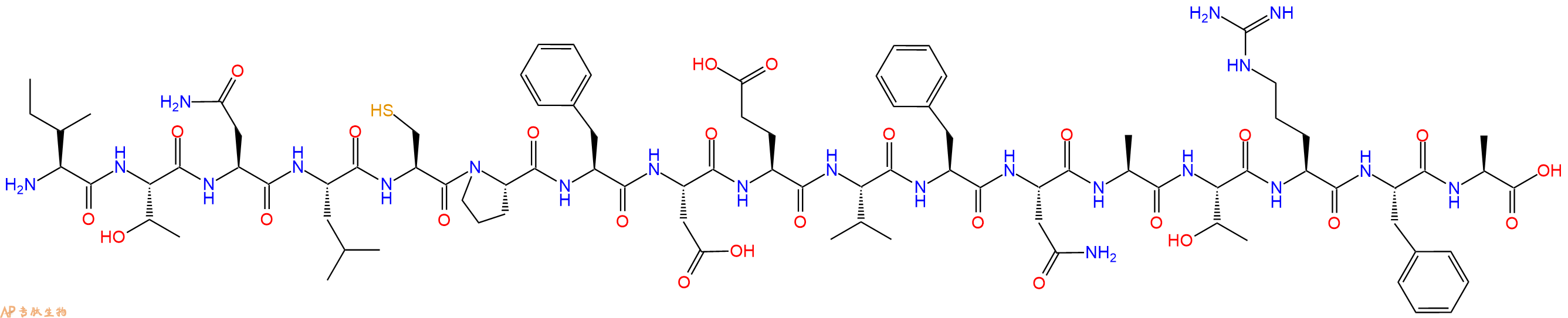 专肽生物产品H2N-Ile-Thr-Asn-Leu-Cys-Pro-Phe-Asp-Glu-Val-Phe-As