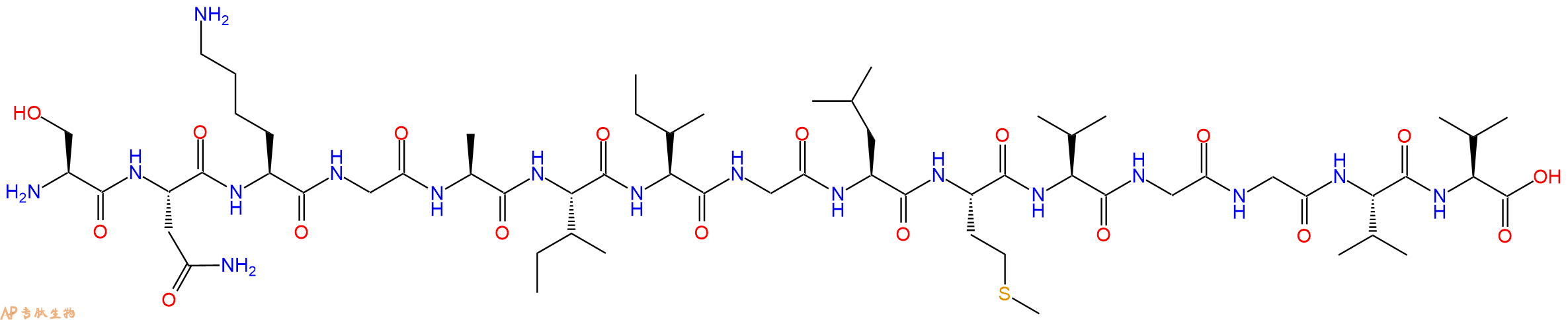 专肽生物产品H2N-Ser-Asn-Lys-Gly-Ala-Ile-Ile-Gly-Leu-Met-Val-Gl