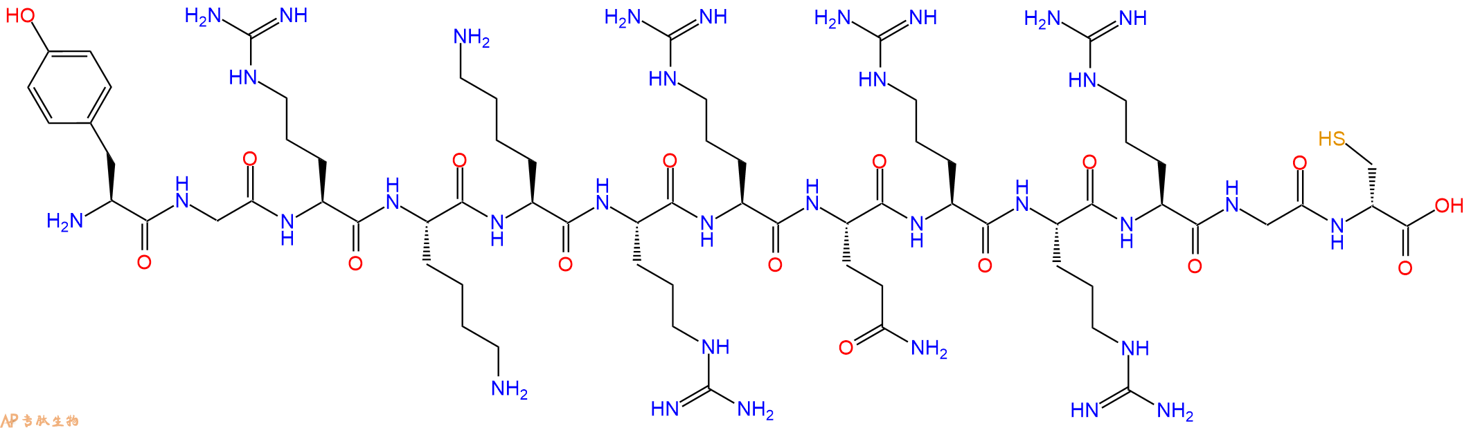 专肽生物产品H2N-Tyr-Gly-Arg-Lys-Lys-Arg-Arg-Gln-Arg-Arg-Arg-Gl